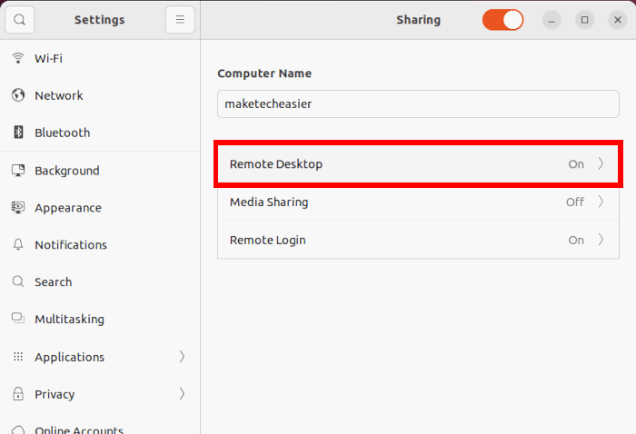Открыть меню Удалённый рабочий стол