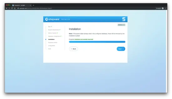 Сообщение об успешной инициализации базы данных
