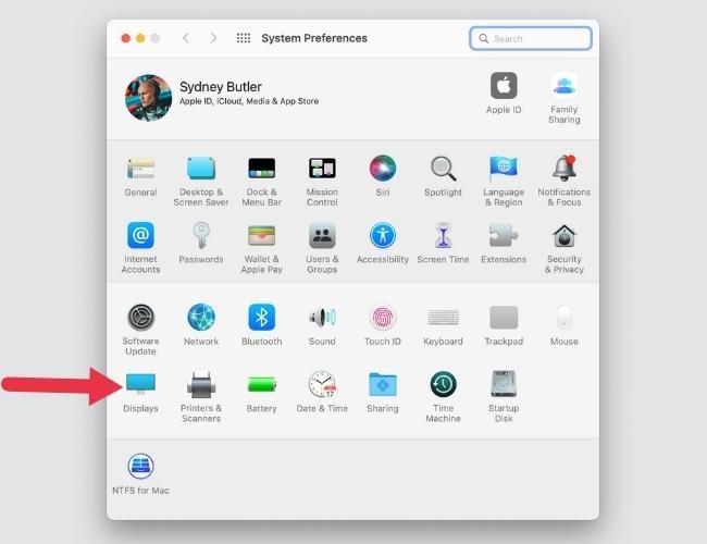 Окно «Мониторы» в Системных настройках macOS
