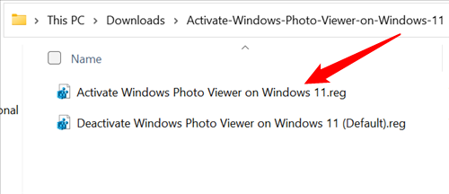 Дважды щёлкните по файлу Activate Windows Photo Viewer On Windows 11