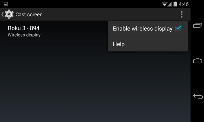 Включение беспроводного дисплея на Android и поиск устройств