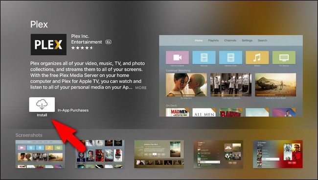 Кнопка установки Plex в App Store на Apple TV