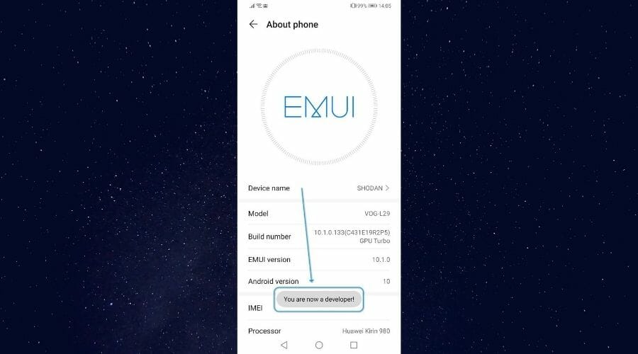 Параметры разработчика активированы на Android