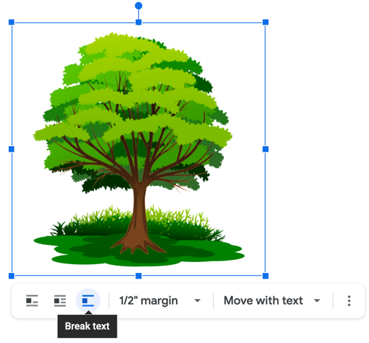 Выберите обтекание или разрыв текста