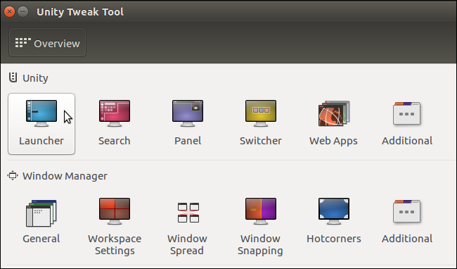 Интерфейс Unity Tweak Tool — раздел Launcher