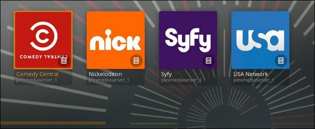 Список доступных каналов в Plex на телевизоре