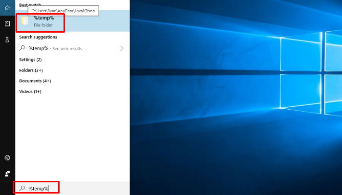 Иллюстрация: папка с временными файлами в Windows