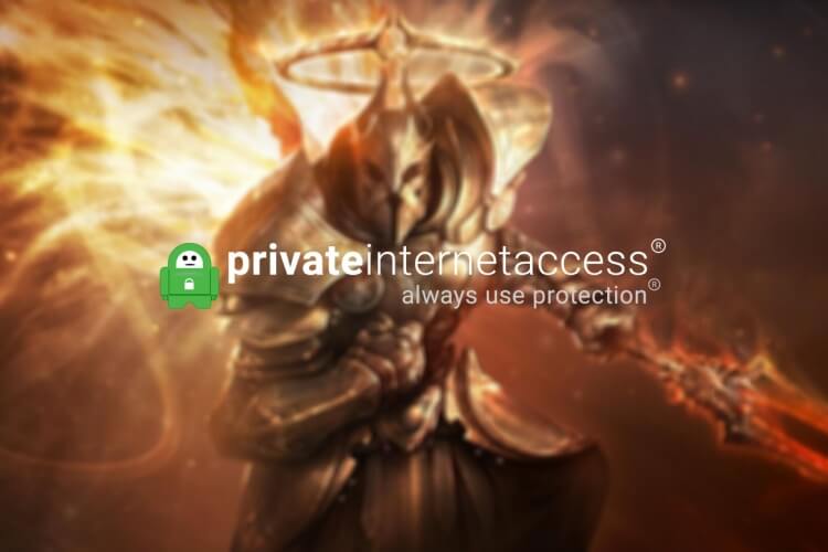 Рекламный экран Private Internet Access и подсказка подключения к серверу