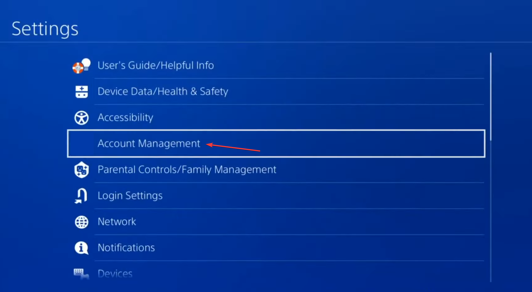 Управление аккаунтом PS4