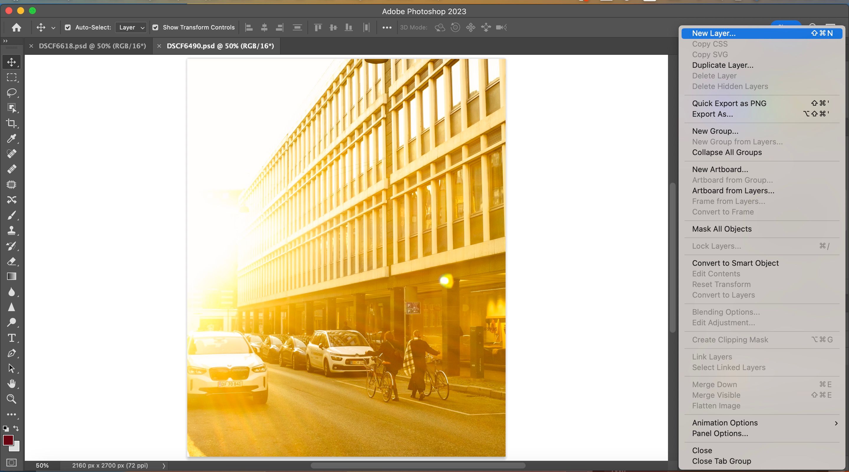 Создание нового слоя в Photoshop