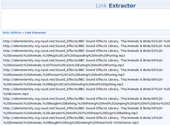 Результат извлечения ссылок в Link Extractor