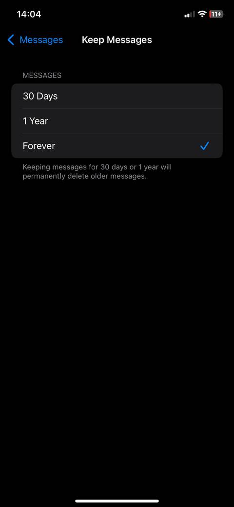 iMessage message storage duration