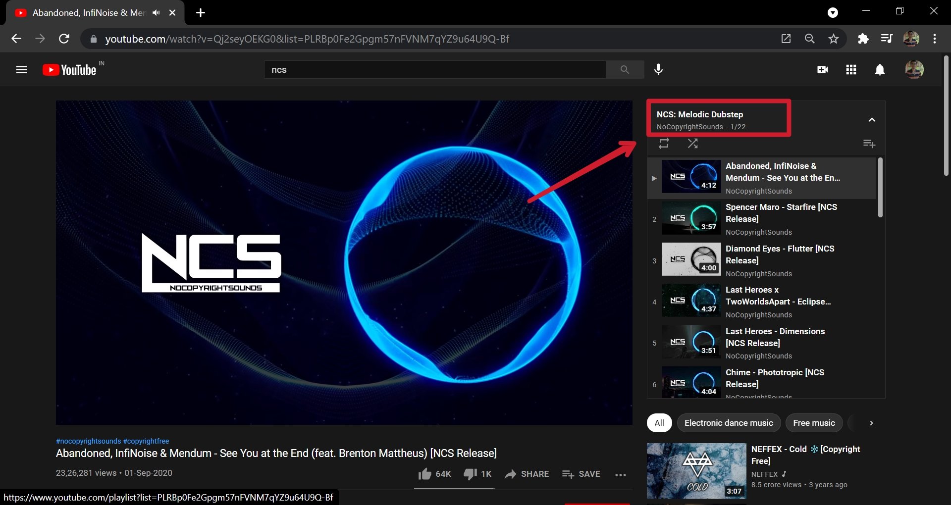 изображение: UI YouTube с выделенным названием плейлиста