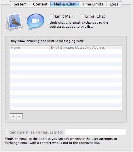 Настройка «Почта и iChat»: список доверенных контактов