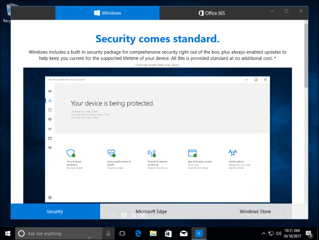 Скриншот: интерфейс Microsoft Demo Attract с циклическим видео