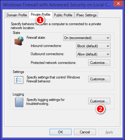 Настройка логирования для приватного профиля
