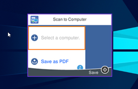 Выбор компьютера для сохранения скана в Epson Event Manager