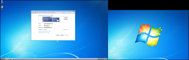 Виртуальное расположение мониторов: вторичный справа внизу
