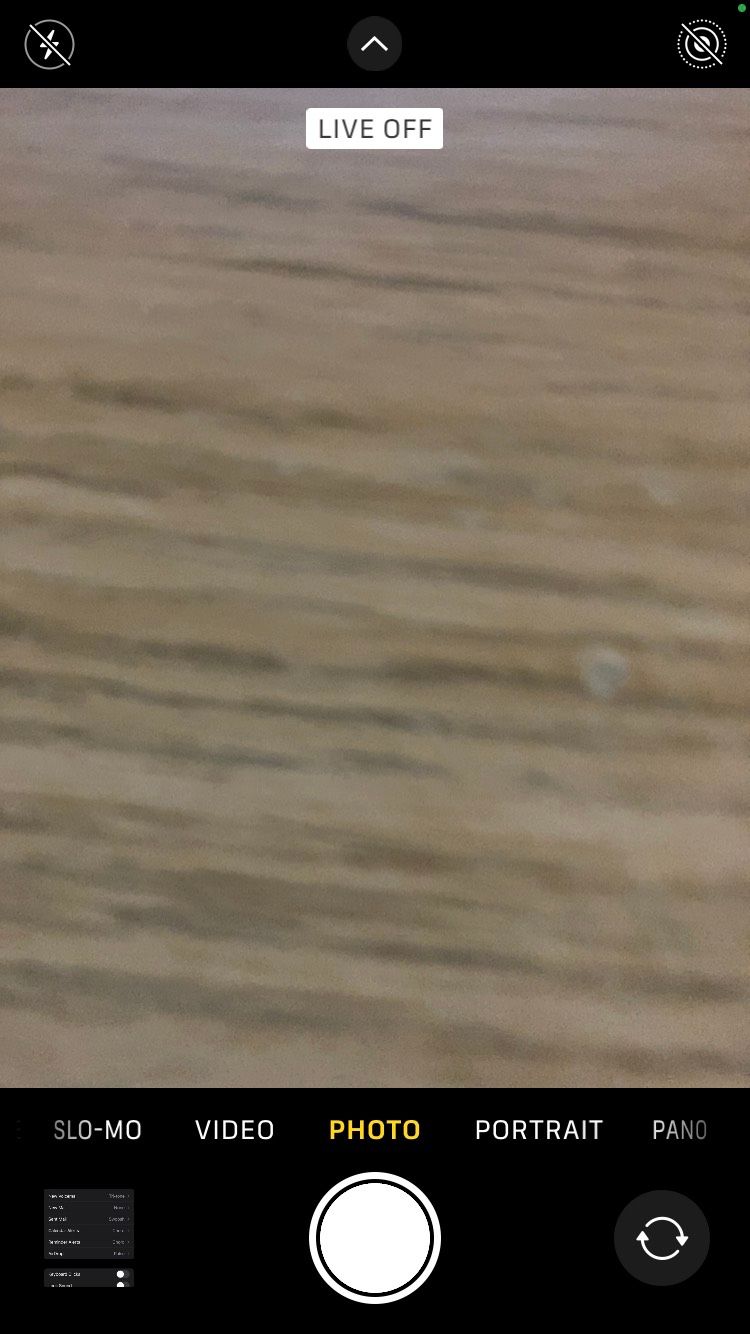 Элемент управления Камера с выключенной функцией Live Photo