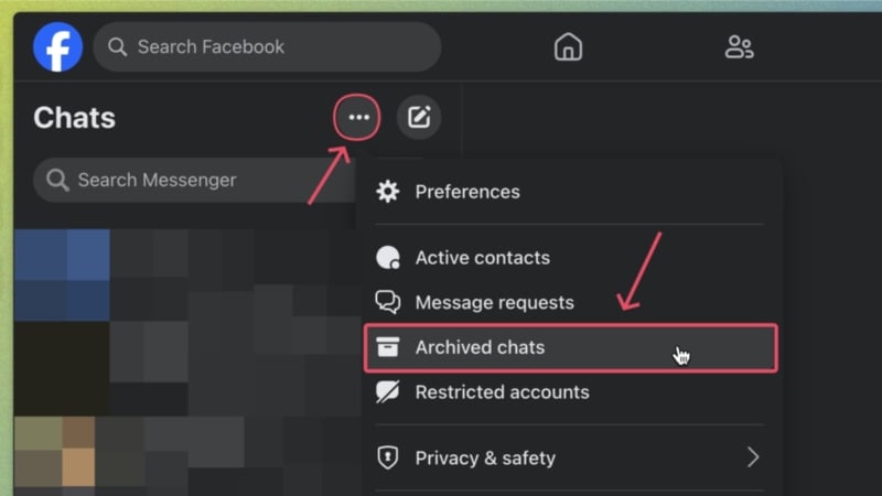Иллюстрация: архивированные сообщения на сайте Messenger