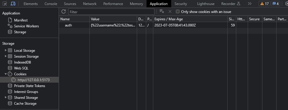 Изображение панели браузера с настройками cookie и хранящимися данными