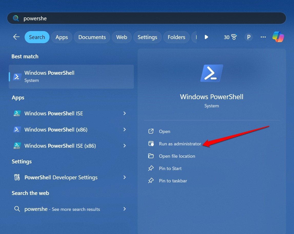 Запуск PowerShell от администратора