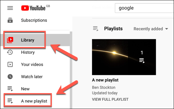 Открытый созданный плейлист в библиотеке