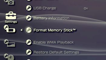 Форматирование Memory Stick — экран подтверждения