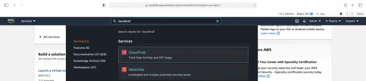 Поиск CloudTrail в консоли