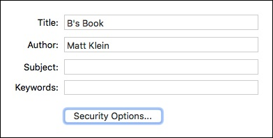 Форма сохранения PDF с полями для имени и ключевых слов