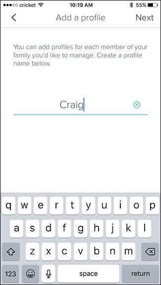 Выбор устройств для профиля в Eero