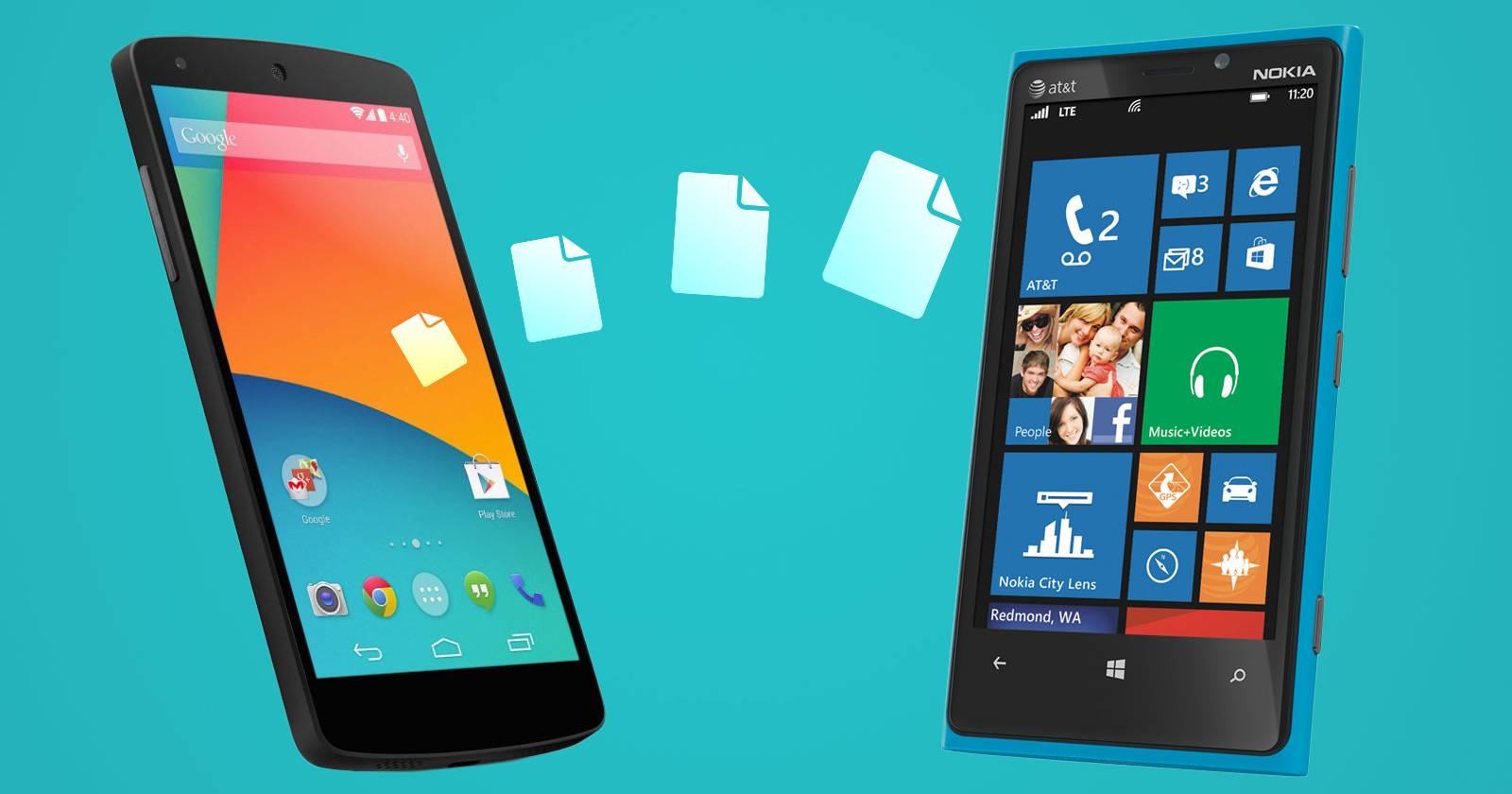 Перенос данных с Android на Windows Phone — два смартфона рядом