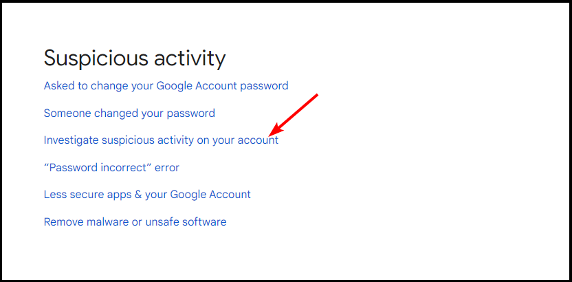 Список настроек для проверки и восстановления