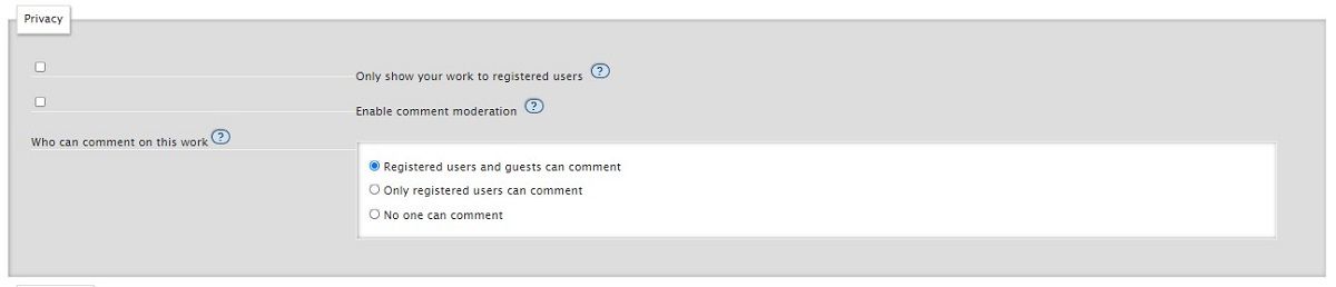 Настройки приватности публикации AO3