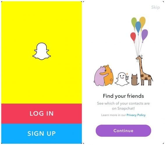 Экран настройки Snapchat