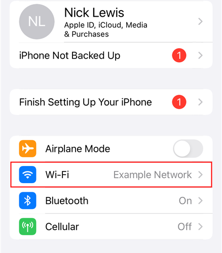 Настройки Wi‑Fi в iOS