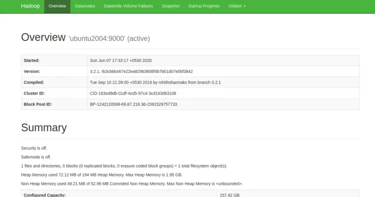 Интерфейс Hadoop NameNode