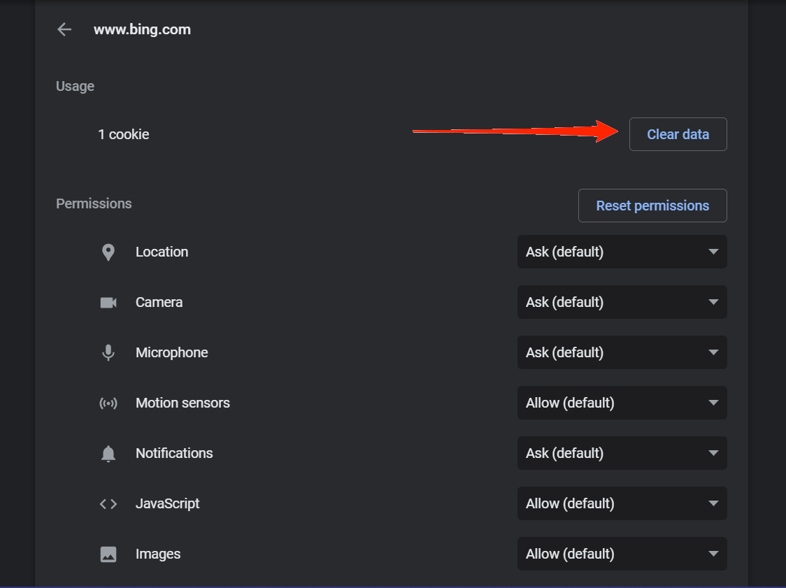 Очистка данных сайта в Chrome