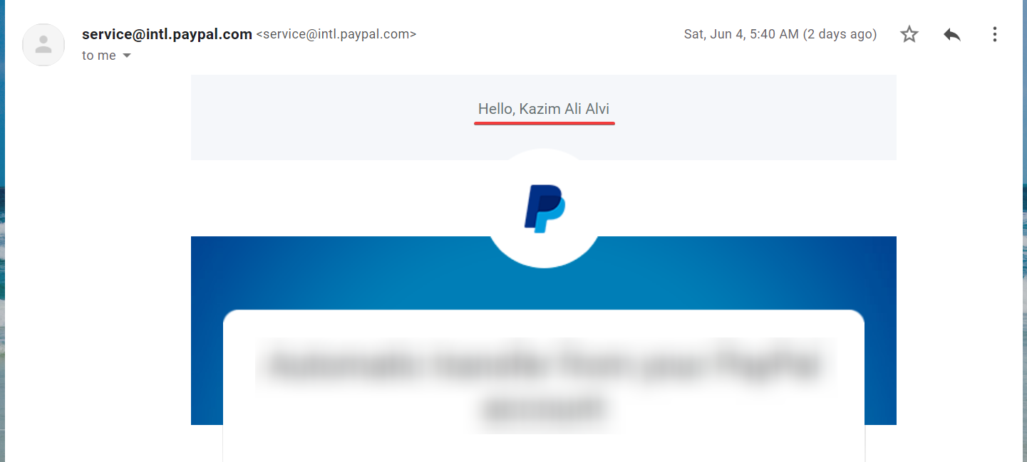 Пример без персонализации