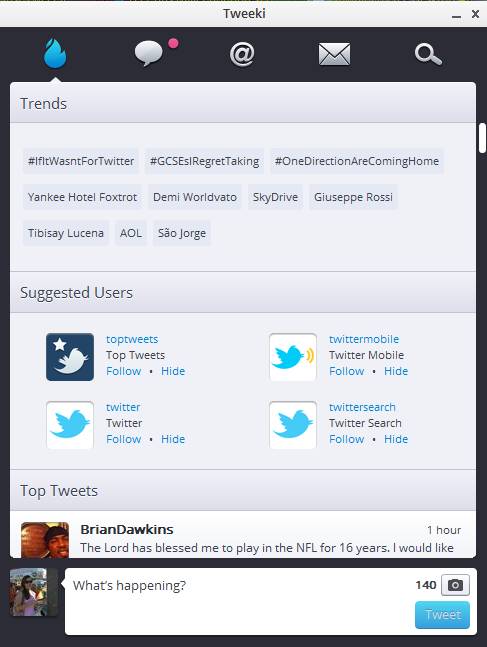 Вкладка Trending в Tweeki