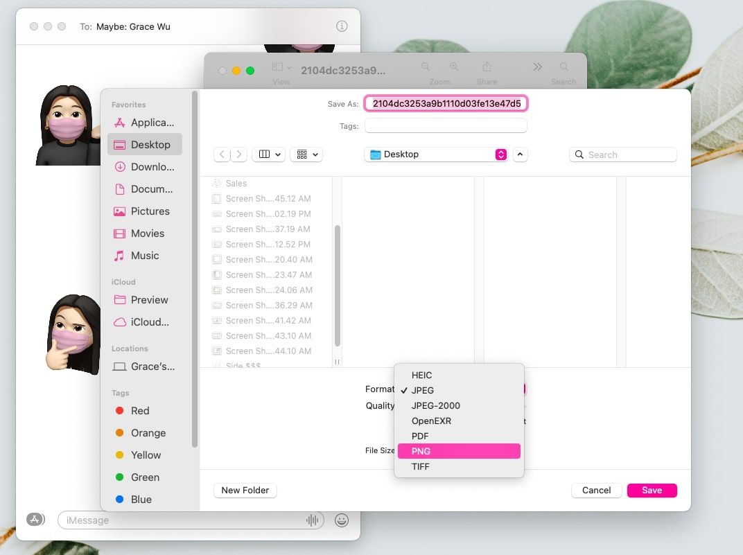 сохранить memoji