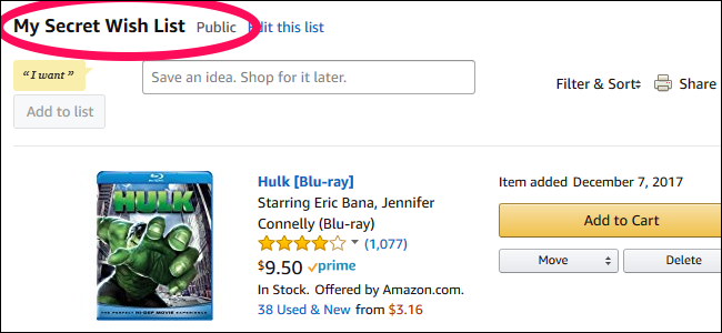 Сделать список желаний Amazon приватным