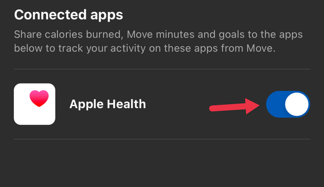 Переключатель Apple Health для интеграции с Move