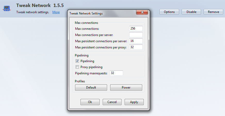 ajuste de rede no firefox