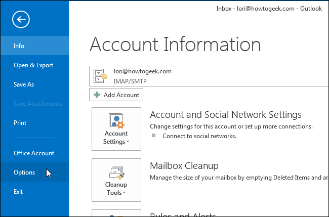 Окно Параметры Outlook с выбранным разделом Календарь