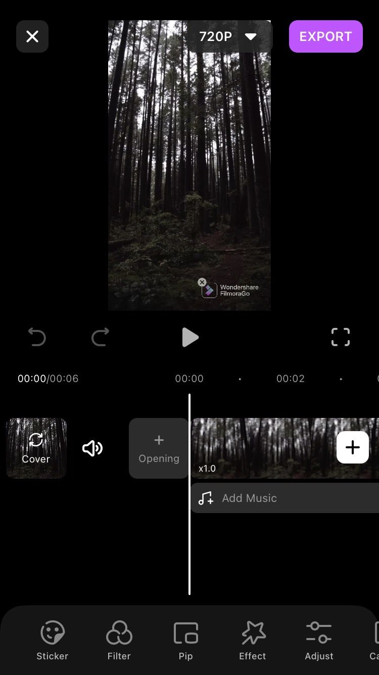 окно редактирования filmorago