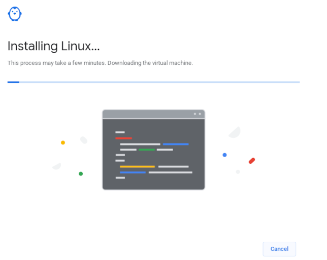 Индикация прогресса загрузки Linux на Chromebook