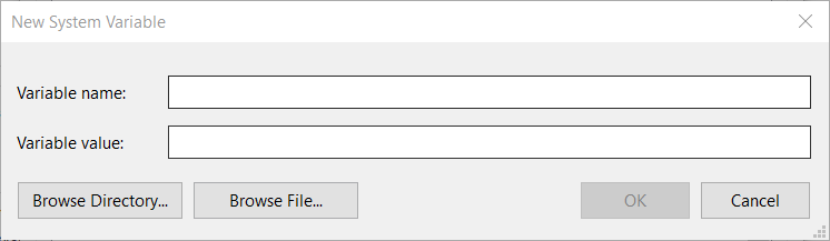 Окно добавления новой системной переменной