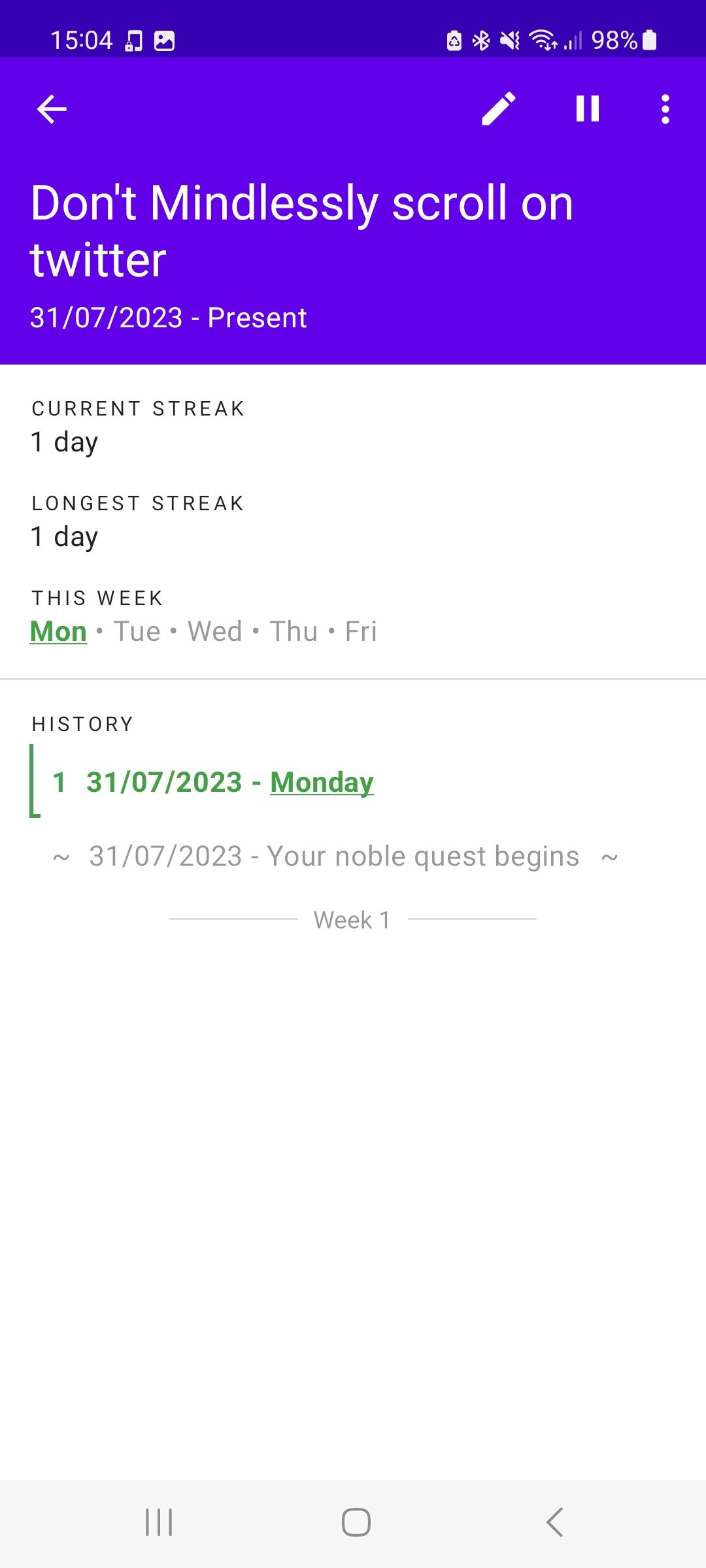 Подсказка приложения To Don't при прокрутке ленты