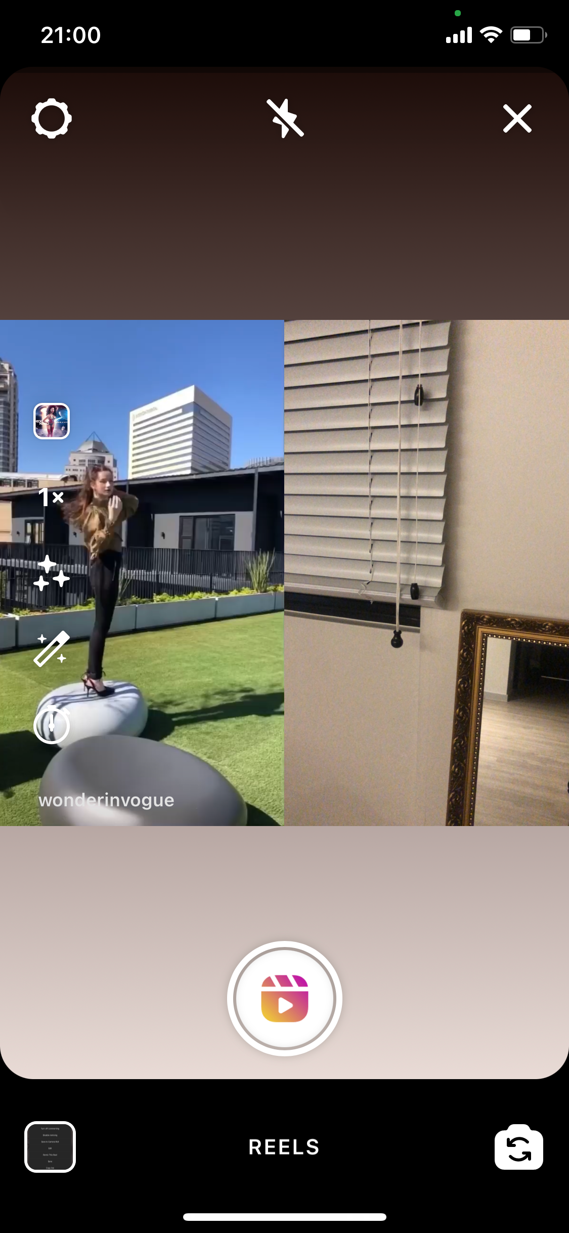 Запись видео для ремикса в Instagram Reels